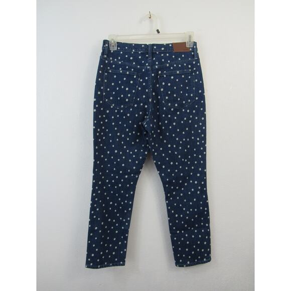 Madewell Size 27 The High-Rise Slim Crop Boyjean: Bleached Dot Edition Polka Dot - Picture 6 of 9